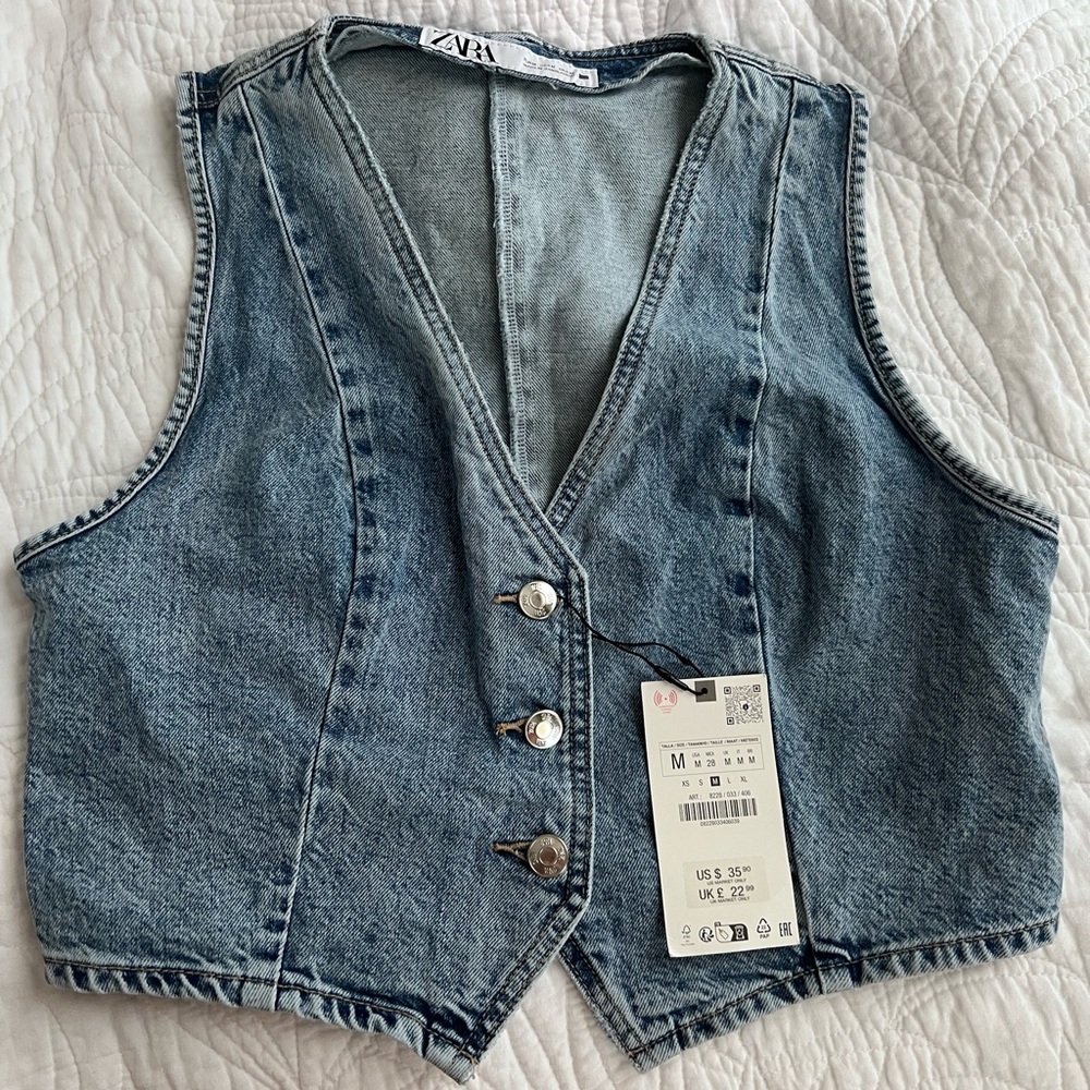 Zara Cropped Jean Vest